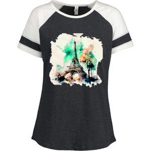 Eiffel Tower Enza Ladies Jersey Colorblock Tee