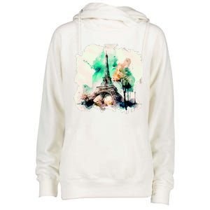 Eiffel Tower Womens Funnel Neck Pullover Hood