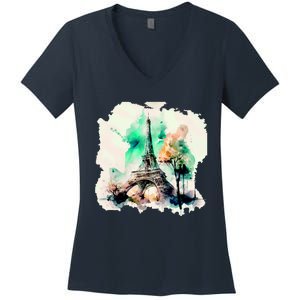 Eiffel Tower Women's V-Neck T-Shirt