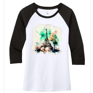 Eiffel Tower Women's Tri-Blend 3/4-Sleeve Raglan Shirt