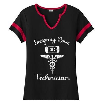 ER Tech Emergency Room Technologists Technicians Ladies Halftime Notch Neck Tee