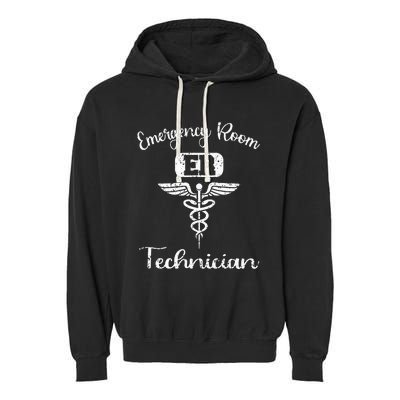 ER Tech Emergency Room Technologists Technicians Garment-Dyed Fleece Hoodie