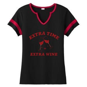 Extra Time = Extra Wine Ladies Halftime Notch Neck Tee