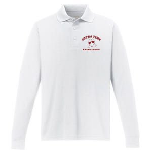 Extra Time = Extra Wine Performance Long Sleeve Polo