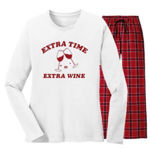 Extra Time = Extra Wine Women's Long Sleeve Flannel Pajama Set 