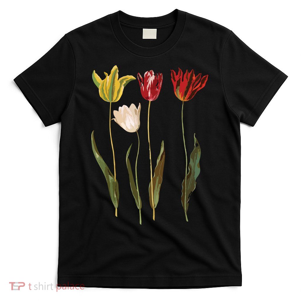 Elegant Tulips Flower Antique Plants Botanical Vintage Gift T-Shirt