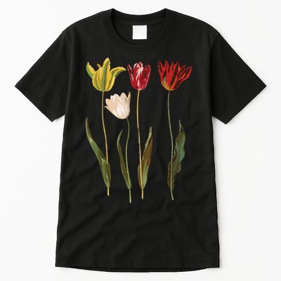 Elegant Tulips Flower Antique Plants Botanical Vintage Gift Tall T-Shirt