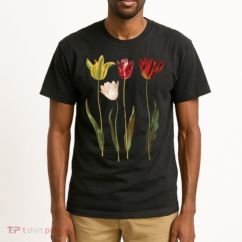 Elegant Tulips Flower Antique Plants Botanical Vintage Gift Tall T-Shirt