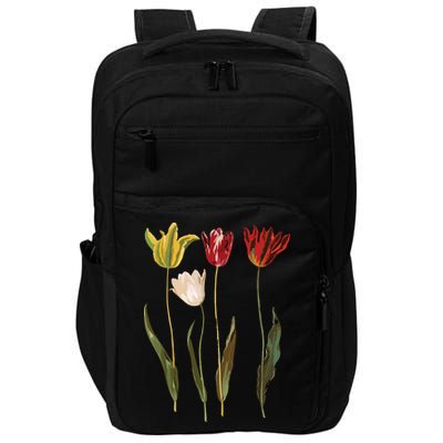 Elegant Tulips Flower Antique Plants Botanical Vintage Gift Impact Tech Backpack