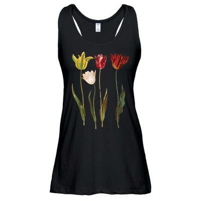 Elegant Tulips Flower Antique Plants Botanical Vintage Gift Ladies Essential Flowy Tank