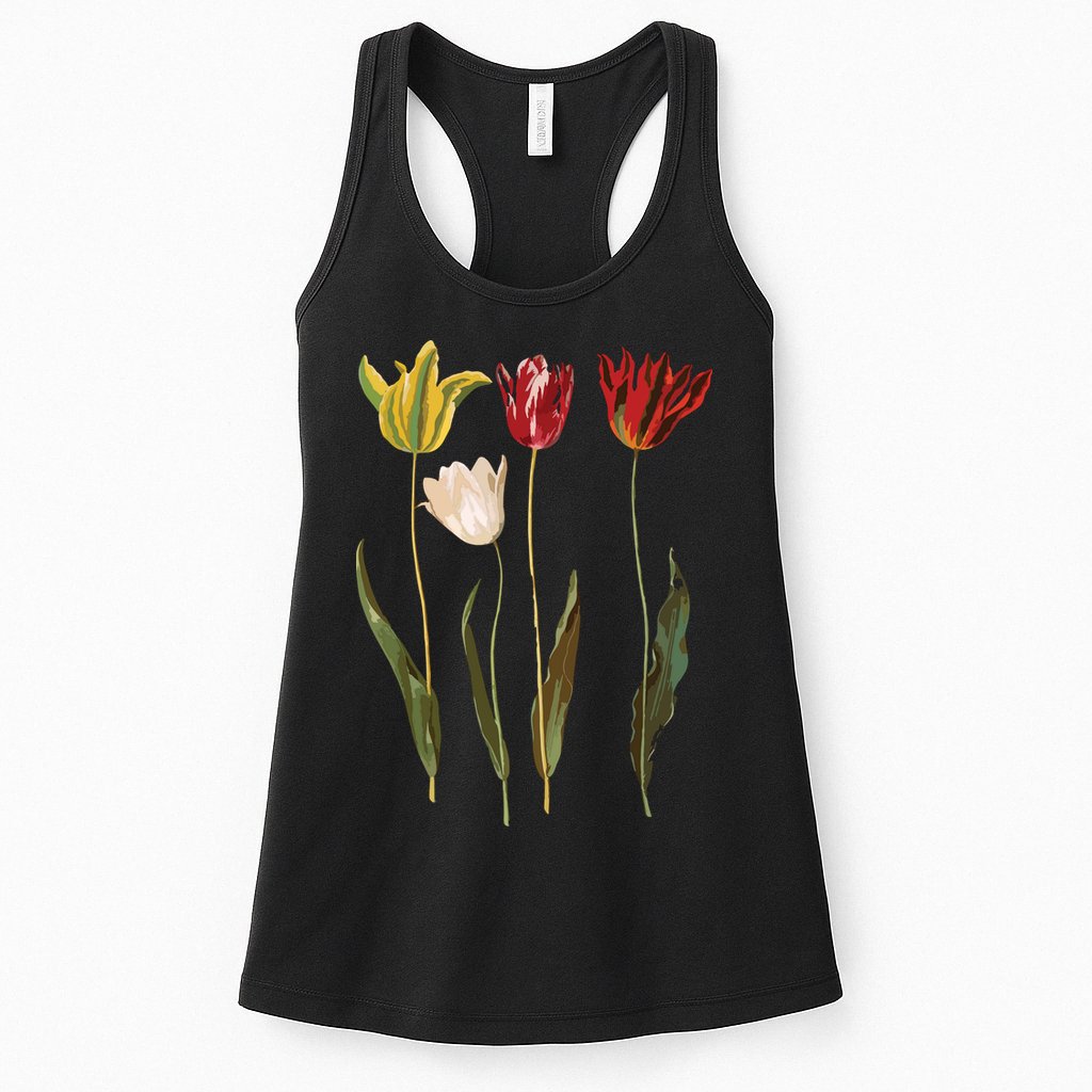 Elegant Tulips Flower Antique Plants Botanical Vintage Gift Womens Tank Top