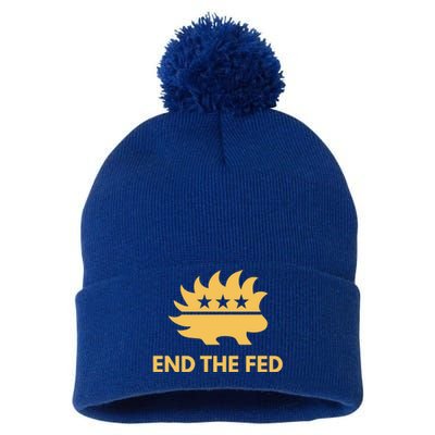 End The Fed Libertarian Porcupine Anti Federal Reserve Gift Pom Pom 12in Knit Beanie