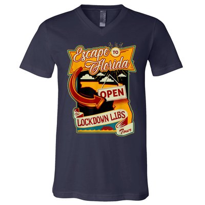 Escape To Florida Open The Lockdown Libs Tour V-Neck T-Shirt