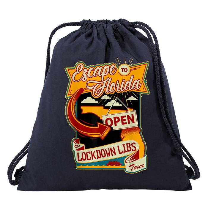 Escape To Florida Open The Lockdown Libs Tour Drawstring Bag