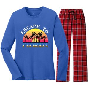 Escape To Florida Women's Long Sleeve Flannel Pajama Set 