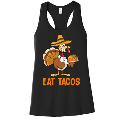 Eat Tacos Funny Turkey Thanksgiving Holiday Women's Racerback Tank