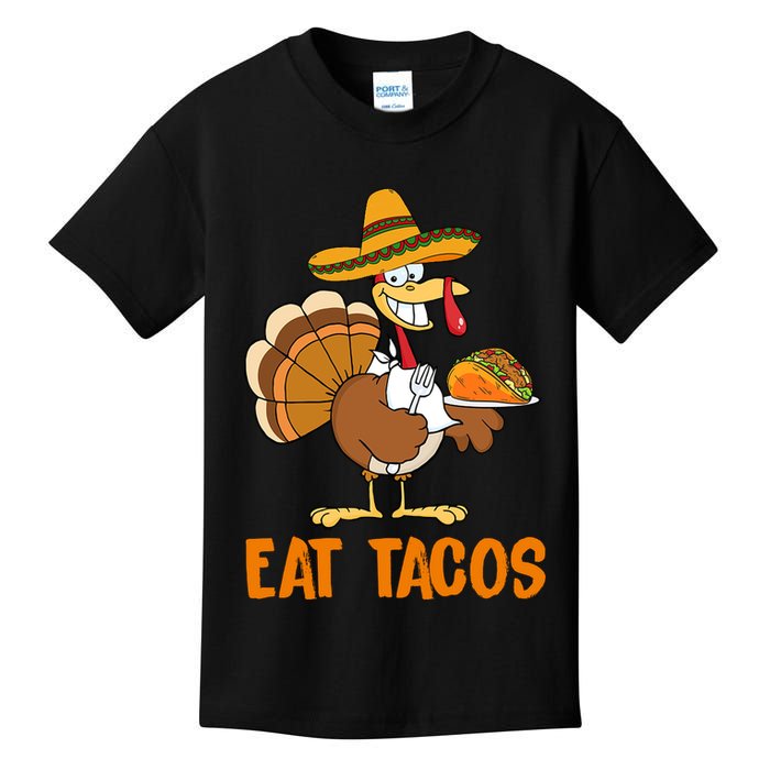 Eat Tacos Funny Turkey Thanksgiving Holiday Kids T-Shirt