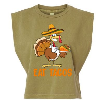 Eat Tacos Funny Turkey Thanksgiving Holiday Garment-Dyed Women's Muscle Tee