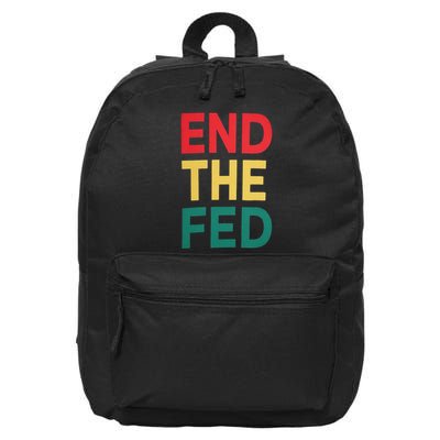 End The Fed Federal Reserve Bitcoin Over Fiat Currency 16 in Basic Backpack