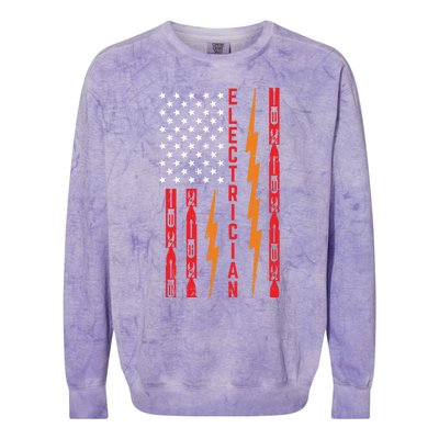 Electrician Tools Flash American Flag Funny Electricians Great Gift Colorblast Crewneck Sweatshirt