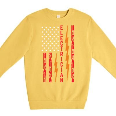 Electrician Tools Flash American Flag Funny Electricians Great Gift Premium Crewneck Sweatshirt