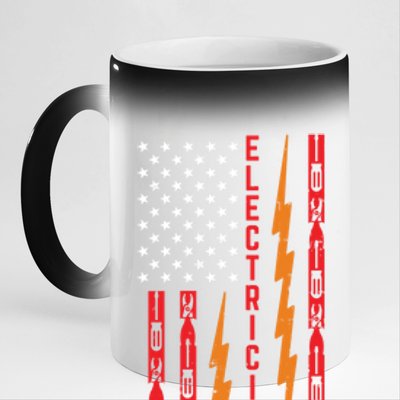 Electrician Tools Flash American Flag Funny Electricians Great Gift 11oz Black Color Changing Mug