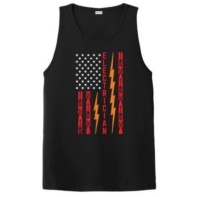 Electrician Tools Flash American Flag Funny Electricians Great Gift PosiCharge Competitor Tank