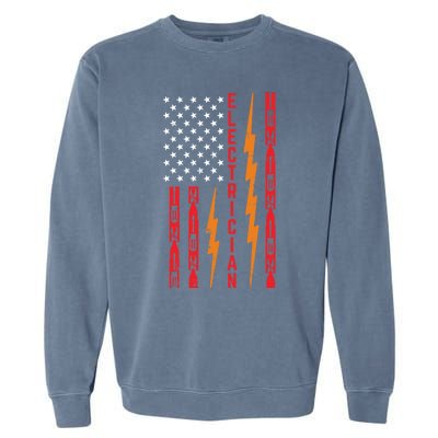 Electrician Tools Flash American Flag Funny Electricians Great Gift Garment-Dyed Sweatshirt