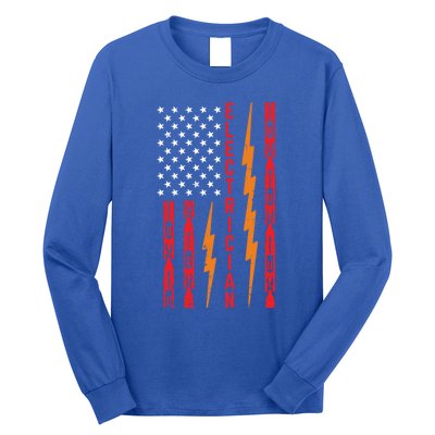 Electrician Tools Flash American Flag Funny Electricians Great Gift Long Sleeve Shirt