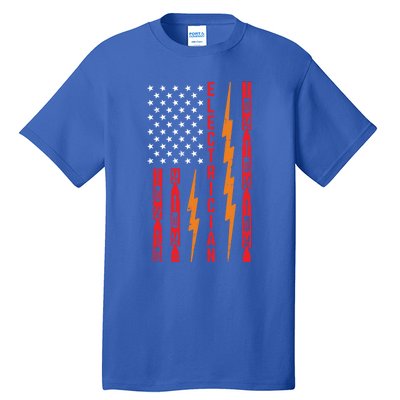 Electrician Tools Flash American Flag Funny Electricians Great Gift Tall T-Shirt