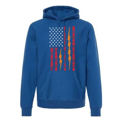 Electrician Tools Flash American Flag Funny Electricians Great Gift Premium Hoodie