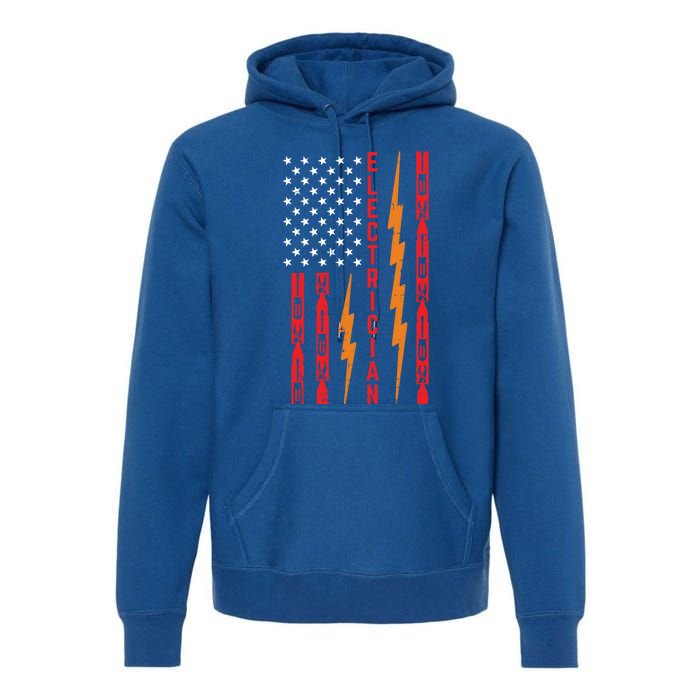 Electrician Tools Flash American Flag Funny Electricians Great Gift Premium Hoodie