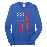 Electrician Tools Flash American Flag Funny Electricians Great Gift Tall Long Sleeve T-Shirt