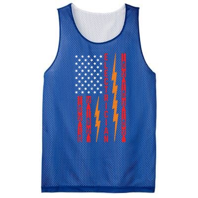 Electrician Tools Flash American Flag Funny Electricians Great Gift Mesh Reversible Basketball Jersey Tank