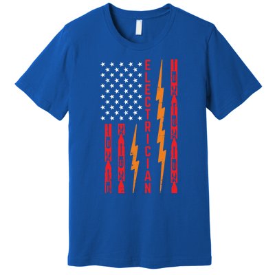 Electrician Tools Flash American Flag Funny Electricians Great Gift Premium T-Shirt