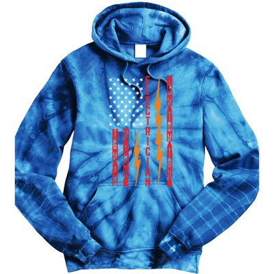 Electrician Tools Flash American Flag Funny Electricians Great Gift Tie Dye Hoodie