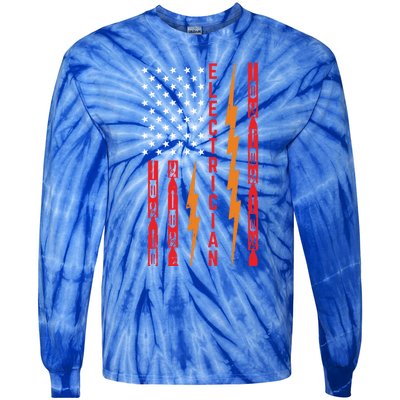 Electrician Tools Flash American Flag Funny Electricians Great Gift Tie-Dye Long Sleeve Shirt