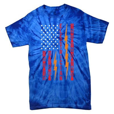 Electrician Tools Flash American Flag Funny Electricians Great Gift Tie-Dye T-Shirt