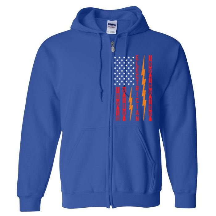 Electrician Tools Flash American Flag Funny Electricians Great Gift Full Zip Hoodie