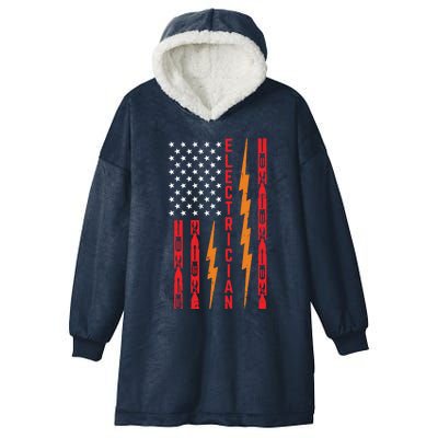 Electrician Tools Flash American Flag Funny Electricians Great Gift Hooded Wearable Blanket