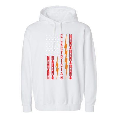 Electrician Tools Flash American Flag Funny Electricians Great Gift Garment-Dyed Fleece Hoodie