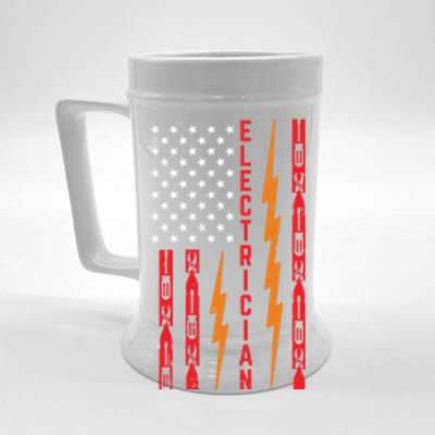 Electrician Tools Flash American Flag Funny Electricians Great Gift Beer Stein