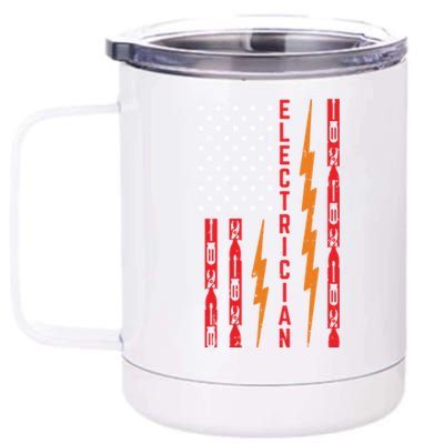 Electrician Tools Flash American Flag Funny Electricians Great Gift 12 oz Stainless Steel Tumbler Cup