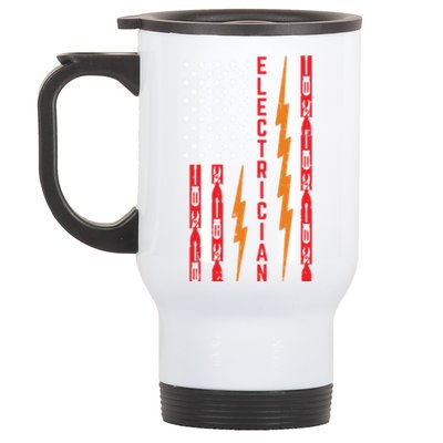 Electrician Tools Flash American Flag Funny Electricians Great Gift Stainless Steel Travel Mug