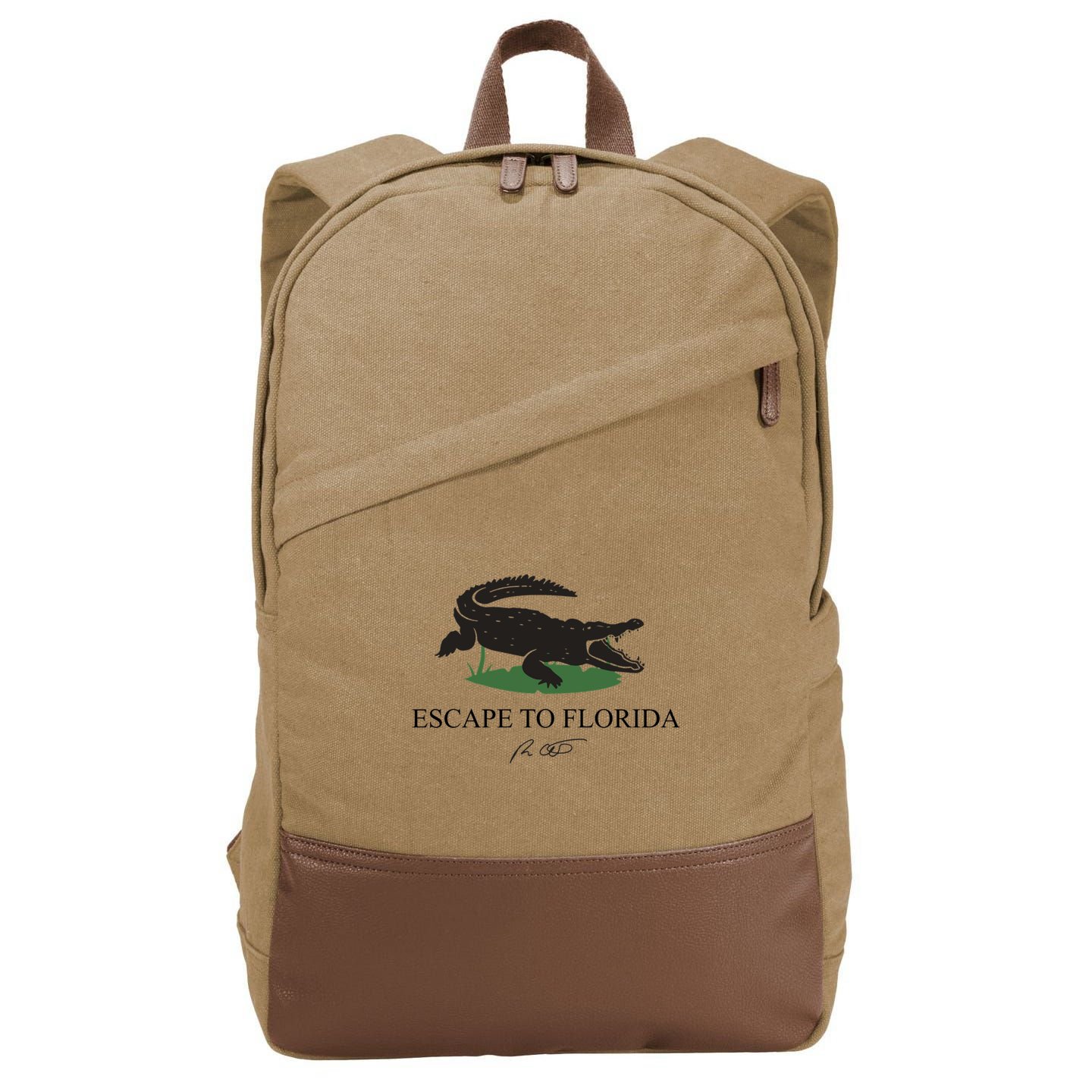 Escape To Florida Ron Desantis Us Flag Vintage Funny Cotton Canvas Backpack