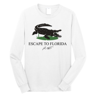 Escape To Florida Ron Desantis Us Flag Vintage Funny Long Sleeve Shirt