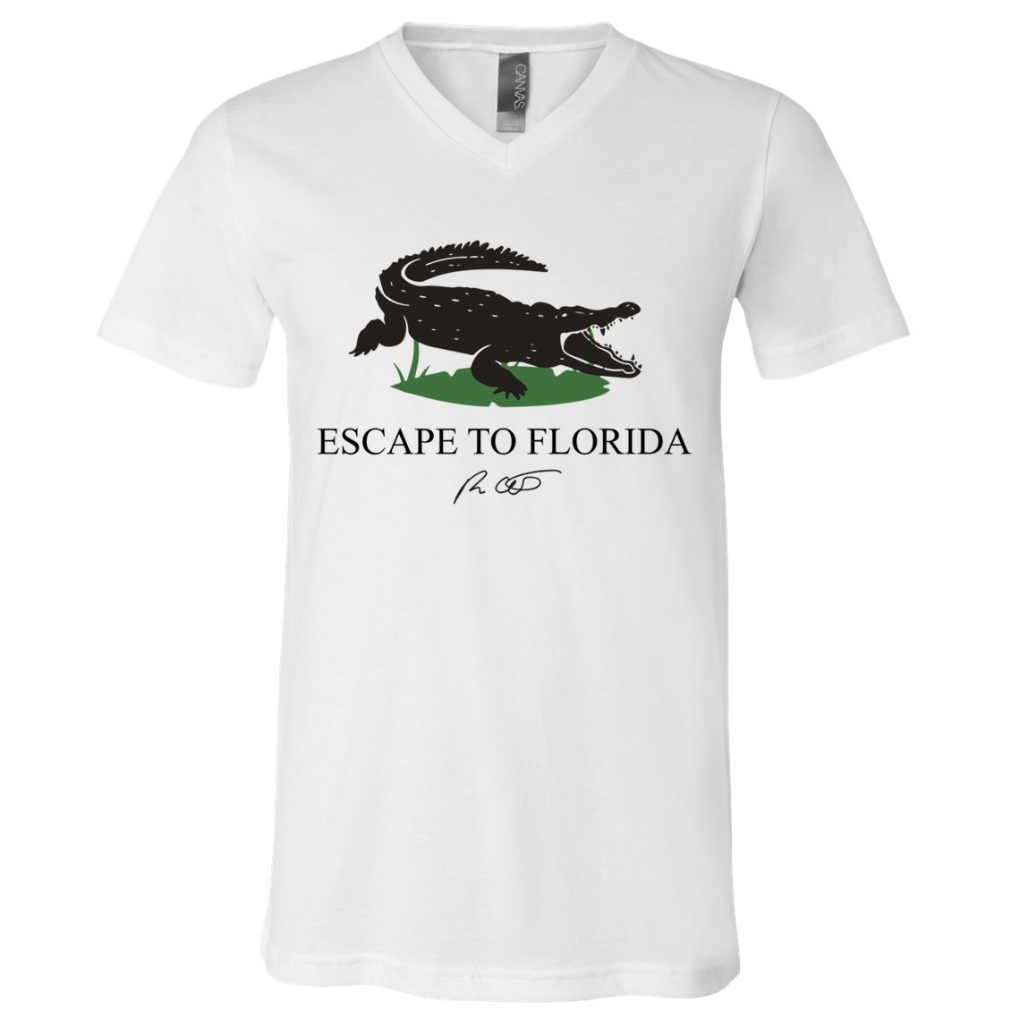 Escape To Florida Ron Desantis Us Flag Vintage Funny V-Neck T-Shirt