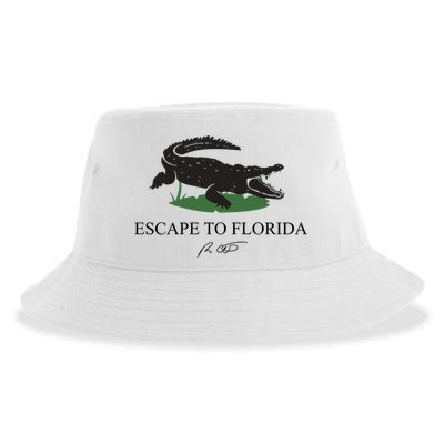 Escape To Florida Ron Desantis Us Flag Vintage Funny Sustainable Bucket Hat
