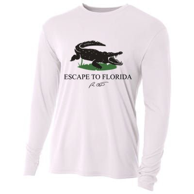 Escape To Florida Ron Desantis Us Flag Vintage Funny Cooling Performance Long Sleeve Crew