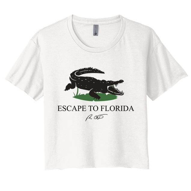 Escape To Florida Ron Desantis Us Flag Vintage Funny Crop Top